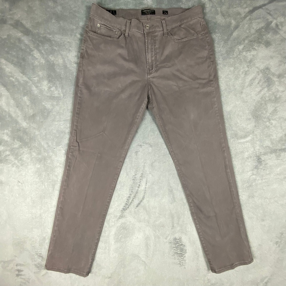 Lucky Brand Mens 36x32 121 Slim Straight Pants Gray Chino Casual Stretch